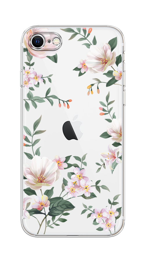 

Чехол на Apple iPhone 7/8/SE 2020/SE 2022 "Beautiful white flowers", Бежевый;зеленый, 10850-1