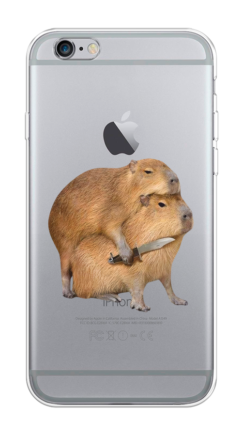 

Чехол на Apple iPhone 6/6S "Капибара с ножом", Бежевый, 0104S50-1