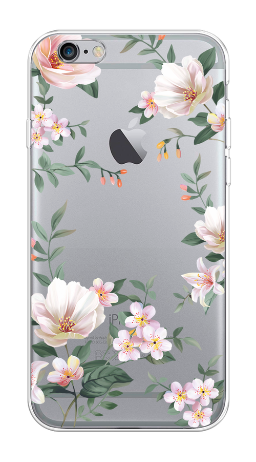 

Чехол на Apple iPhone 6/6S "Beautiful white flowers", Бежевый;зеленый, 0104S50-1