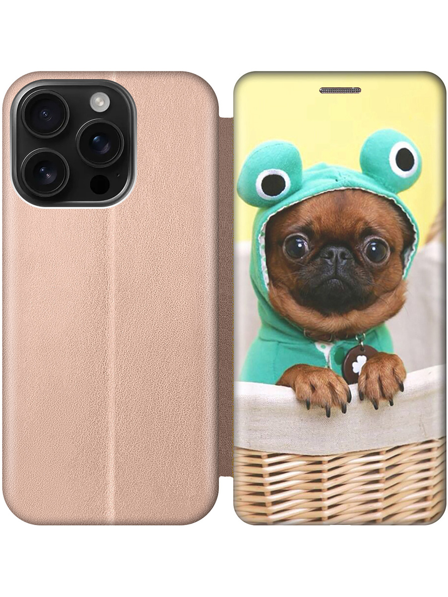 

Чехол-книжка на Apple iPhone 16 Pro с принтом "Собака в смешной шапке" золотой, Желтый;зеленый;золотистый, 785197711