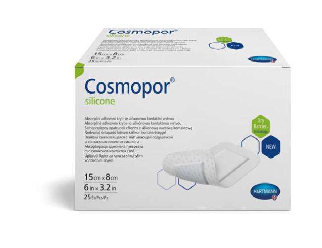 Повязка HARTMANN Cosmopor впитывающая, с слоем из силикона, 15х8см