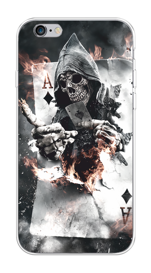 

Чехол на Apple iPhone 6/6S "Карты черепа в капюшоне", Белый;серый, 0104S50-1