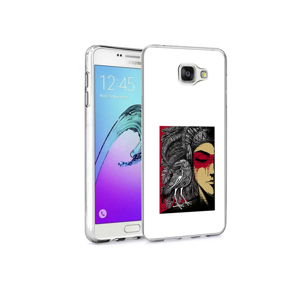 

Чехол MyPads Tocco для Samsung Galaxy A9 Pro девушка с вороном в абстракции, Прозрачный, Tocco
