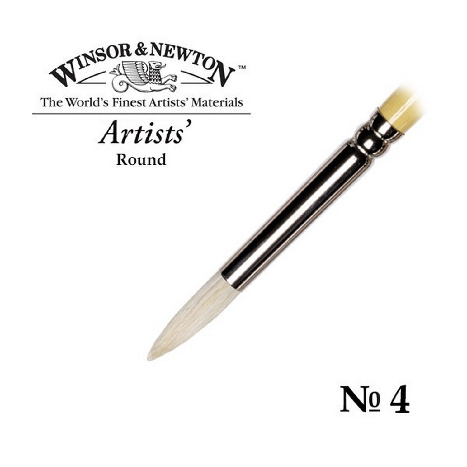 фото Кисть w&n artists hog для масла, круглая, щетина, №4 winsor&newton