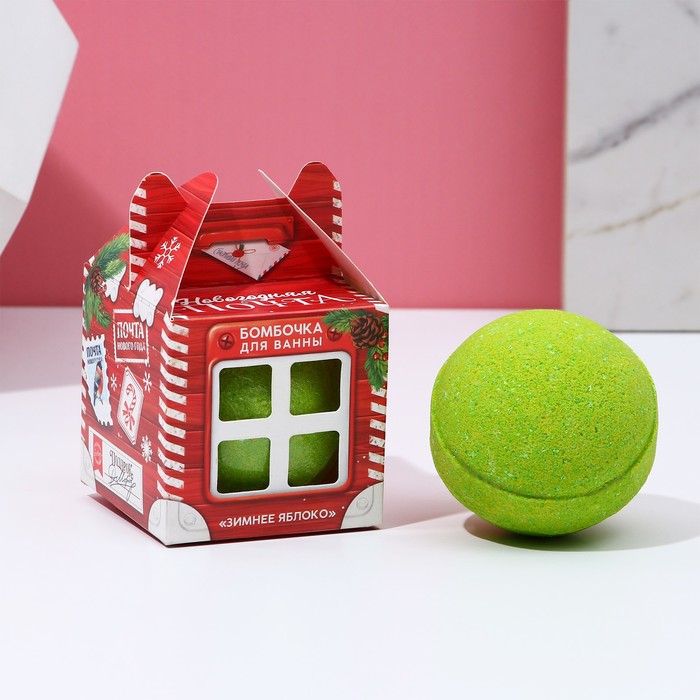 Бомбочка для ванны Чистое счастье в подарочной коробке зеленое яблоко 130 г плакат фигурный с новым годом дед мороз и снегурка 63 х 23 см