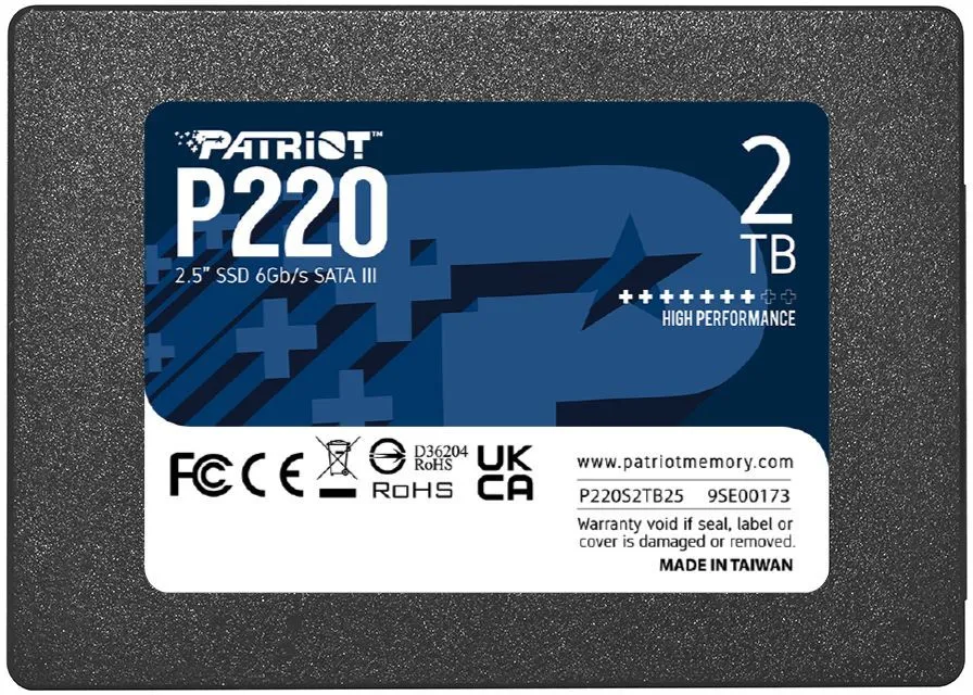 

SSD накопитель PATRIOT P220S2TB25 2.5" 2048GB (P220S2TB25), P220S2TB25