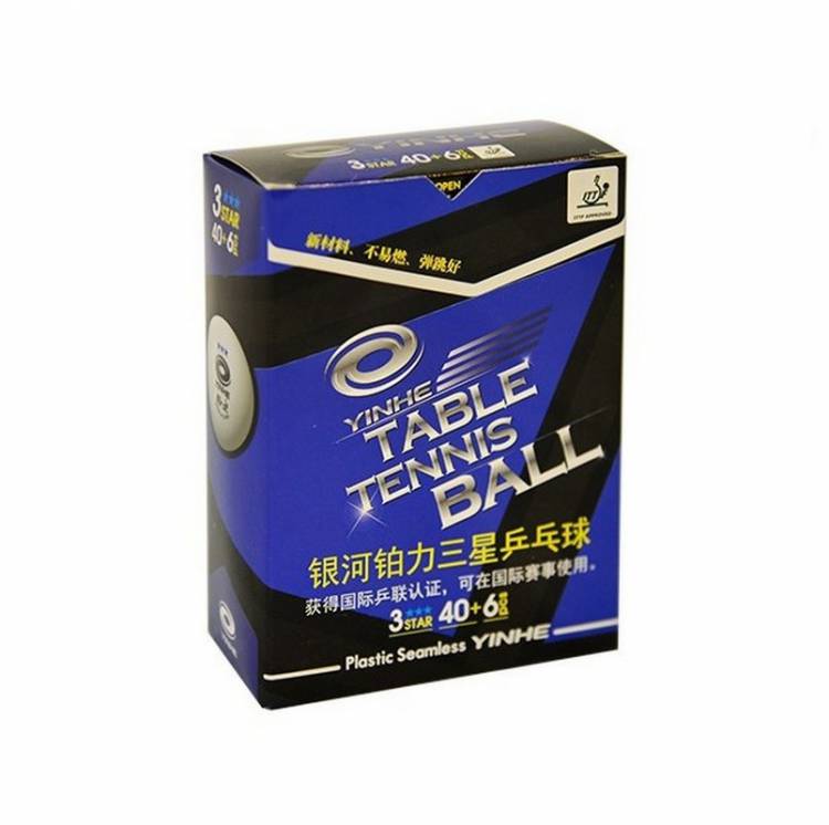 Мячи для настольного тенниса Yinhe 3* SL 40+ Plastic x6, White