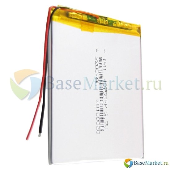 

Аккумуляторная батарея универсальная 407595p (4*75*95 mm) 3,7v Li-Pol 3200 mAh