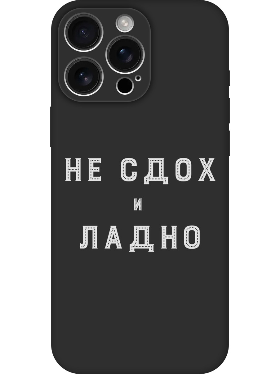 

Силиконовый чехол на Apple iPhone 16 Pro Max с принтом "Не сдох" матовый черный, Черный;белый, 785198361