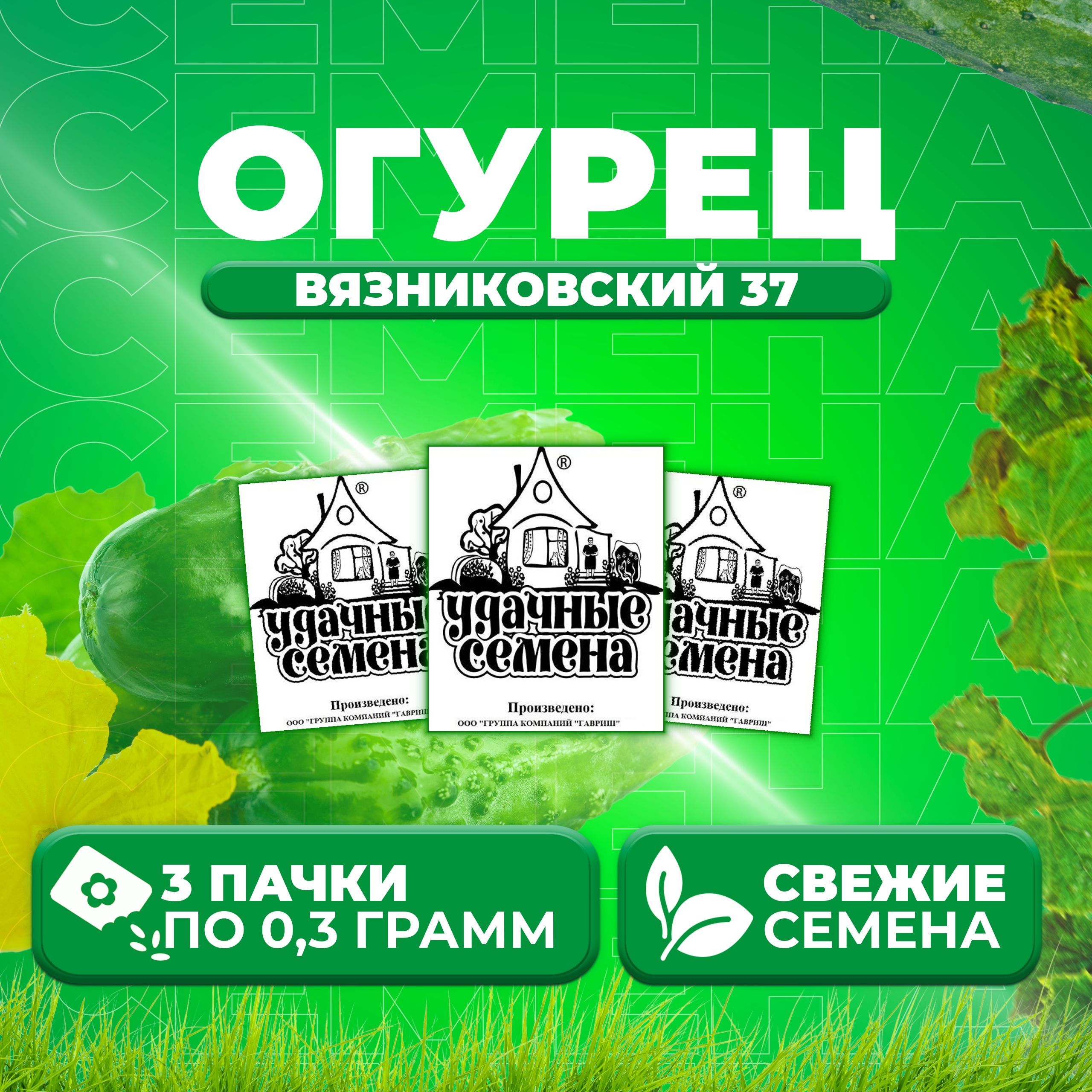 

Семена огурец Вязниковский 37 Удачные семена 1999944237-3 3 уп., 1999944237