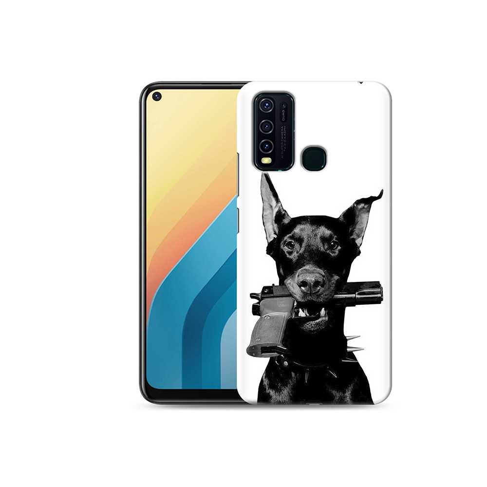 

Чехол MyPads Tocco для Vivo Y30 доберман с пистолетом (PT149334.437.331), Прозрачный, Tocco