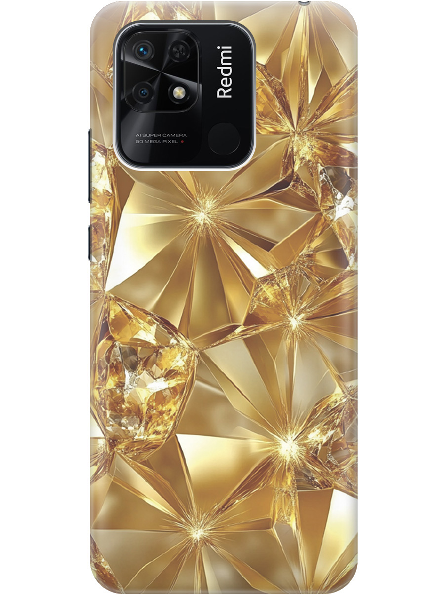 

Силиконовый чехол на Xiaomi Redmi 10C с принтом "Желтый сапфир", Прозрачный;золотистый, 736538732