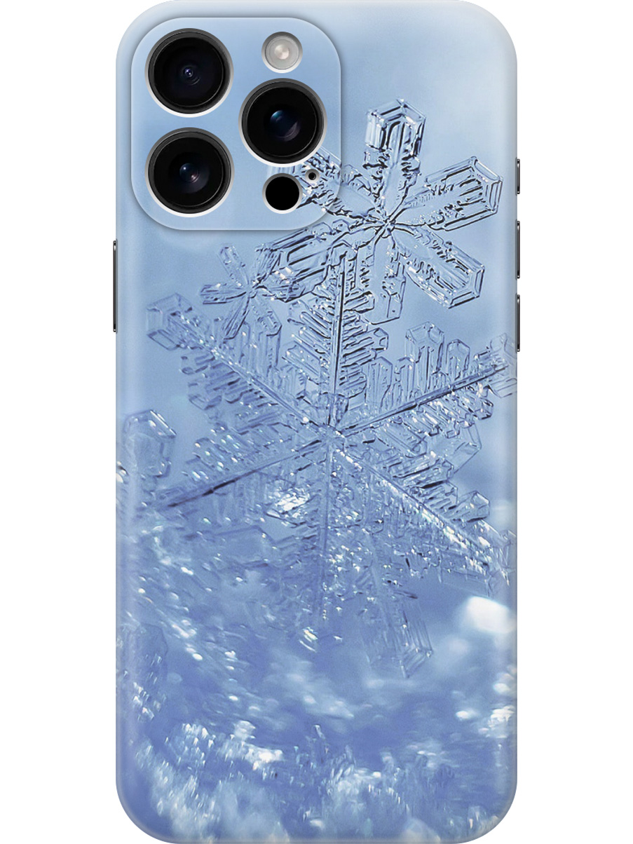 

Силиконовый чехол на Apple iPhone 16 Pro Max с принтом "Снежинка на голубом", Прозрачный;голубой;синий, 785198341