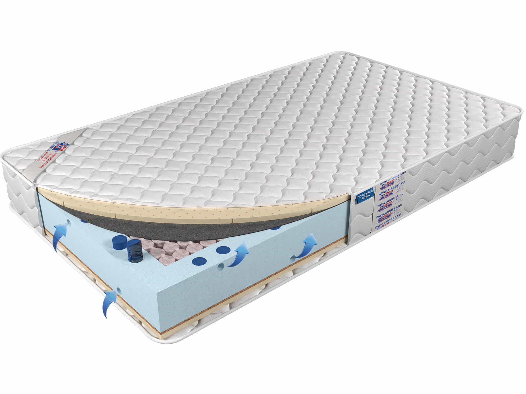 

Матрас Airbest Cloud s1000 210x210x22, Белый, Матрас Airbest Cloud s1000