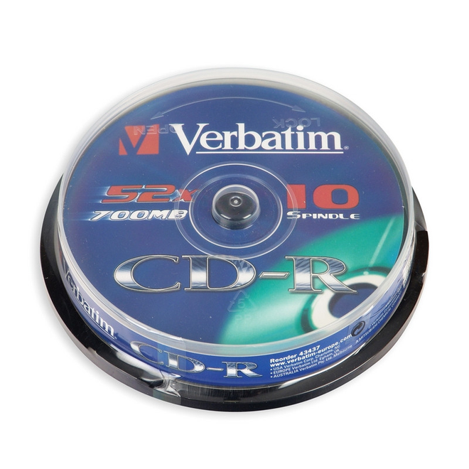 

Носители информации CD-R, 52x, Verbatim Extra Protection, Cake/10, 43437