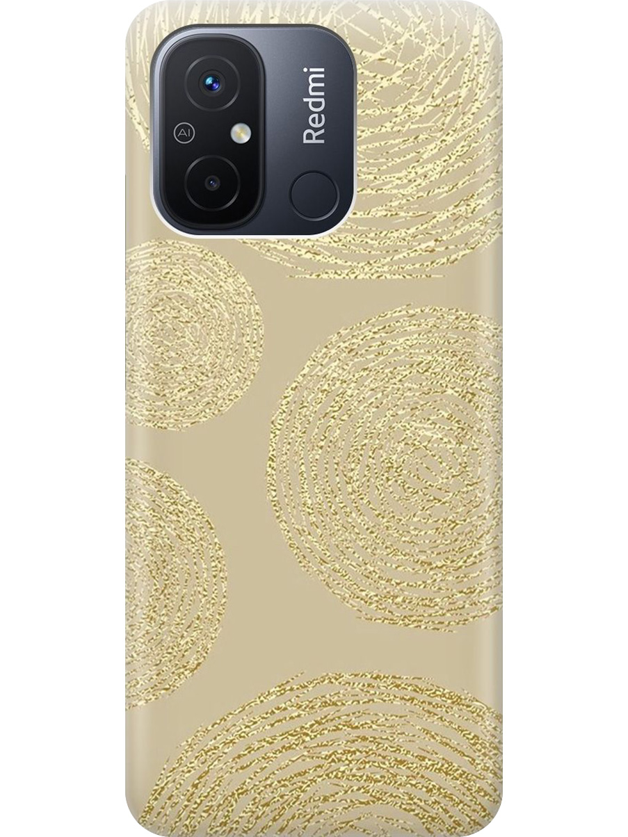 

Силиконовый чехол на Xiaomi Redmi 12C с принтом "Золотые круги", Прозрачный;золотистый, 766734831