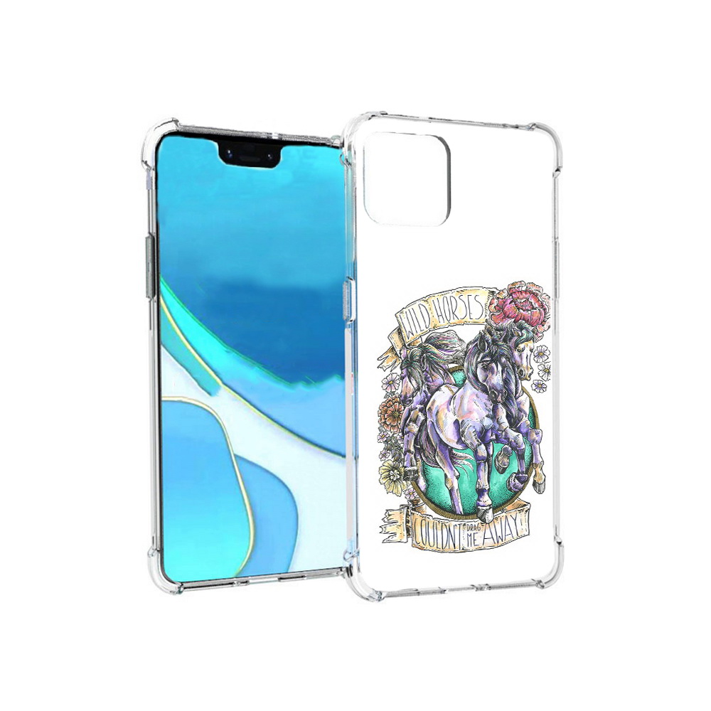 

Чехол MyPads Tocco для Google Pixel 4 XL рисунок коней в цветах, Прозрачный, Tocco