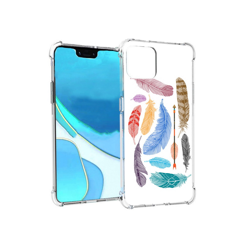 

Чехол MyPads Tocco для Google Pixel 4 XL разноцветные перья, Прозрачный, Tocco