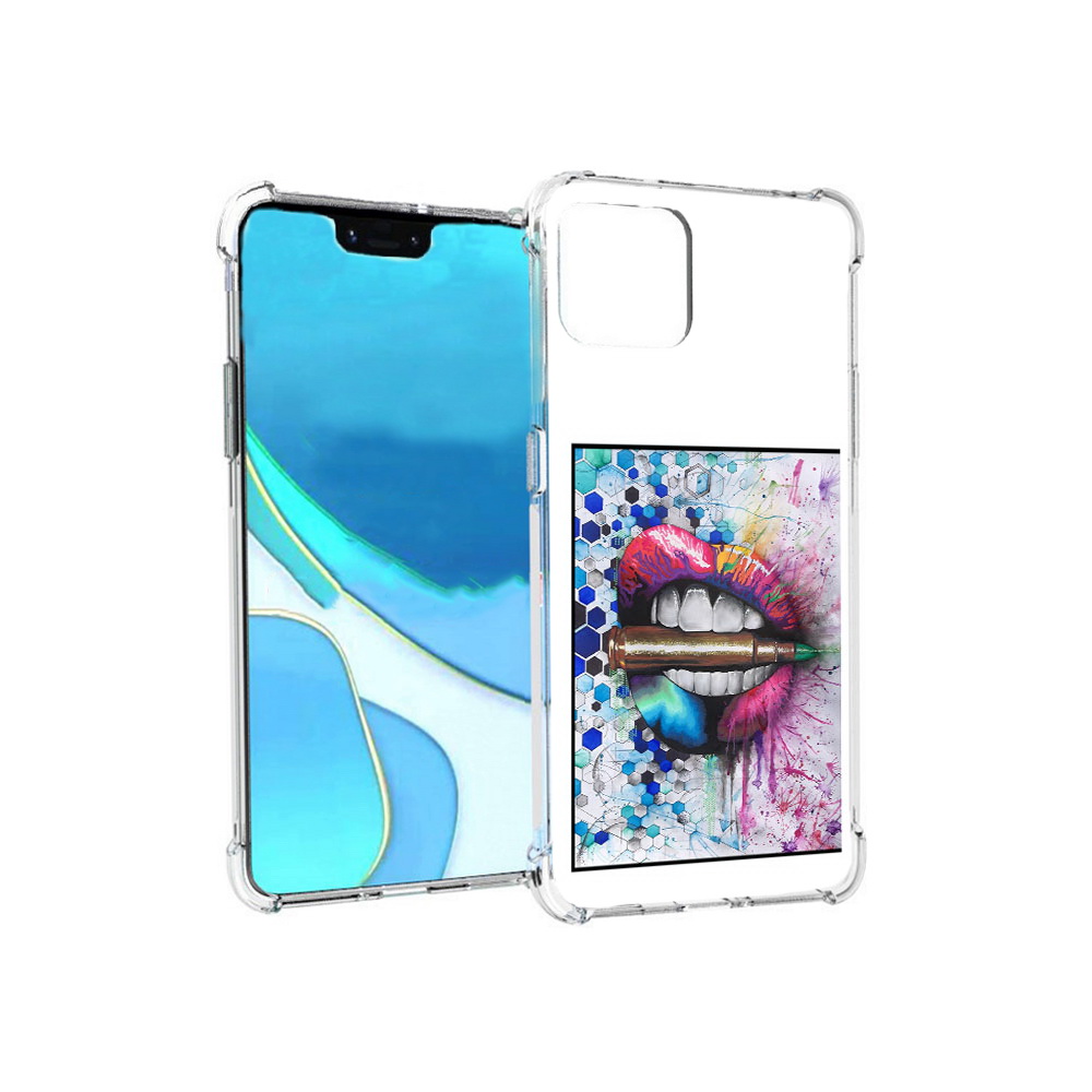 

Чехол MyPads Tocco для Google Pixel 4 XL разноцветные губы с пулей, Прозрачный, Tocco