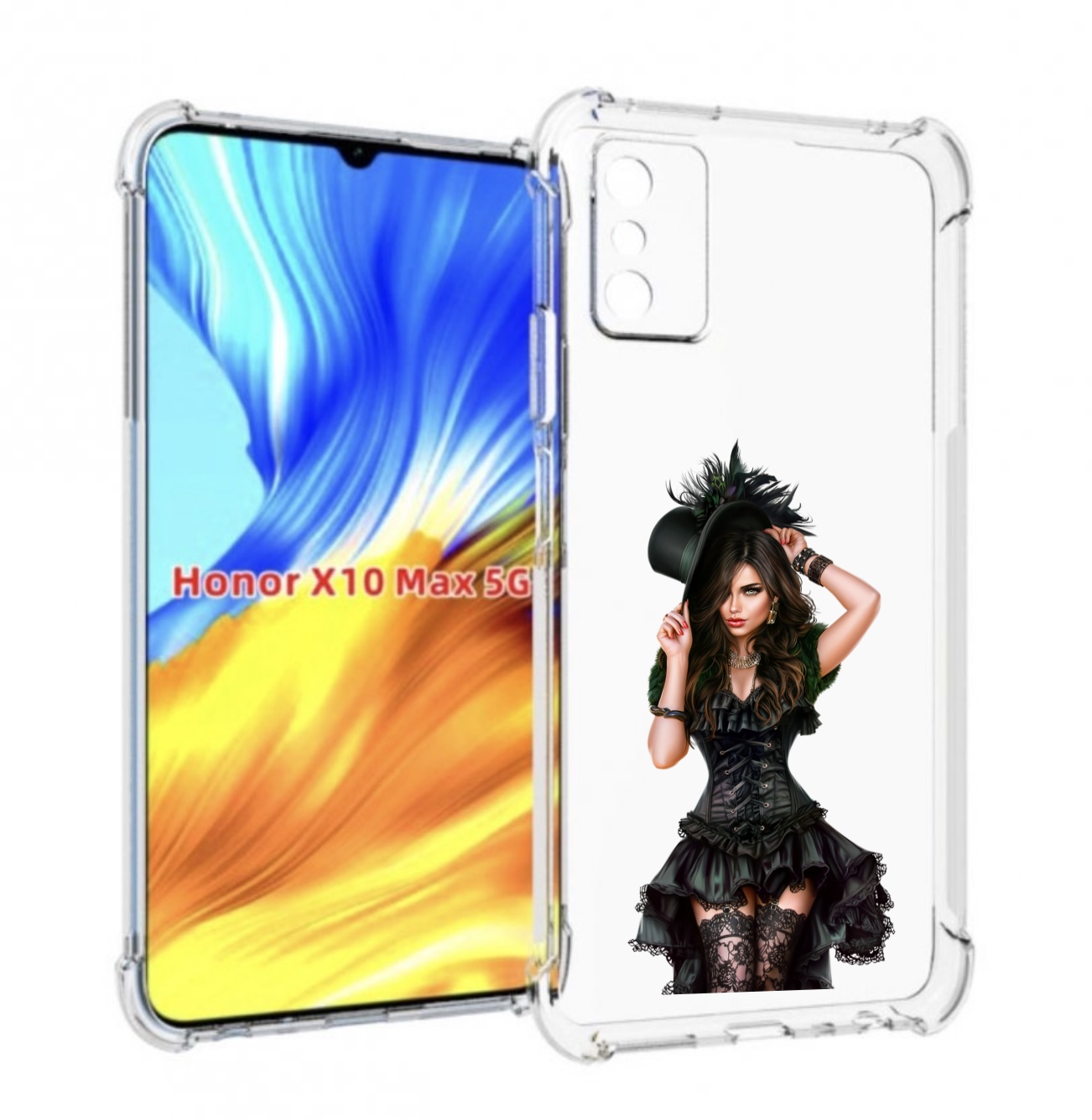

Чехол MyPads стройная-девушка-в-черном-платье для Honor X10 Max, Прозрачный, Tocco