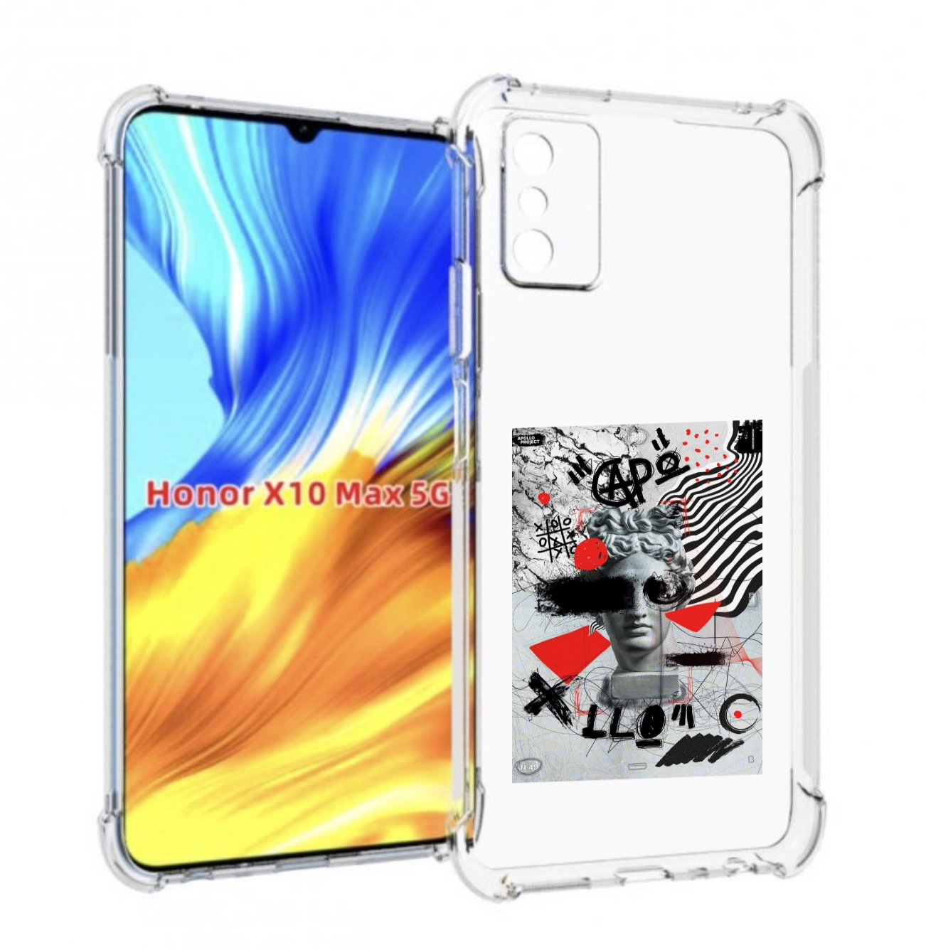 

Чехол MyPads стрит арт статуя для Honor X10 Max, Прозрачный, Tocco