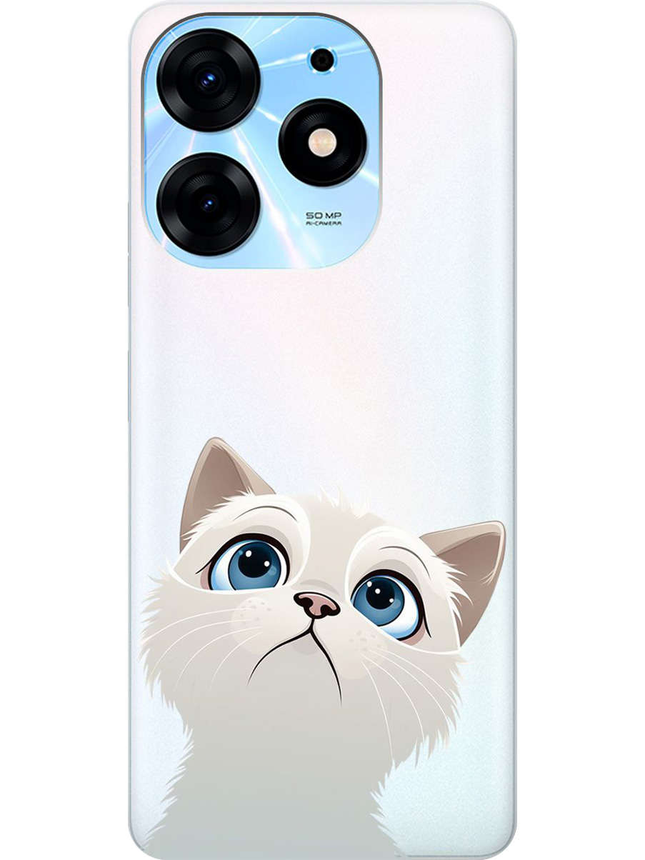 

Силиконовый чехол на Tecno Spark 10 Pro с принтом "Белый котик" прозрачный, Прозрачный;белый, 768742611