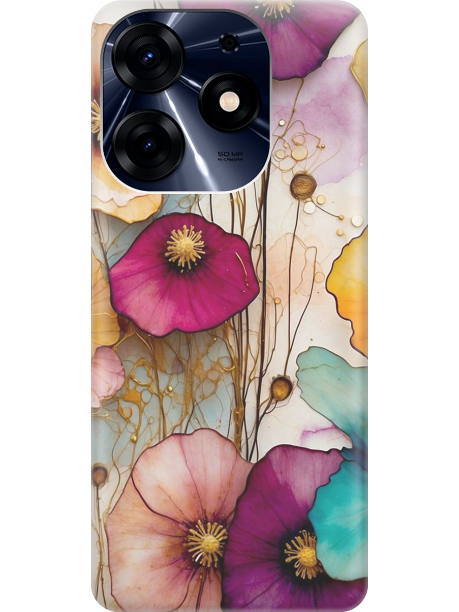 

Силиконовый чехол на Tecno Spark 10 Pro с принтом "Панно из цветов", Прозрачный;красный;белый, 768742622
