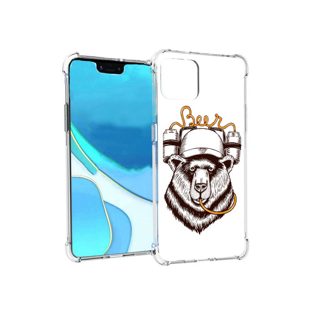 

Чехол MyPads Tocco для Google Pixel 4 XL пивной медведь, Прозрачный, Tocco