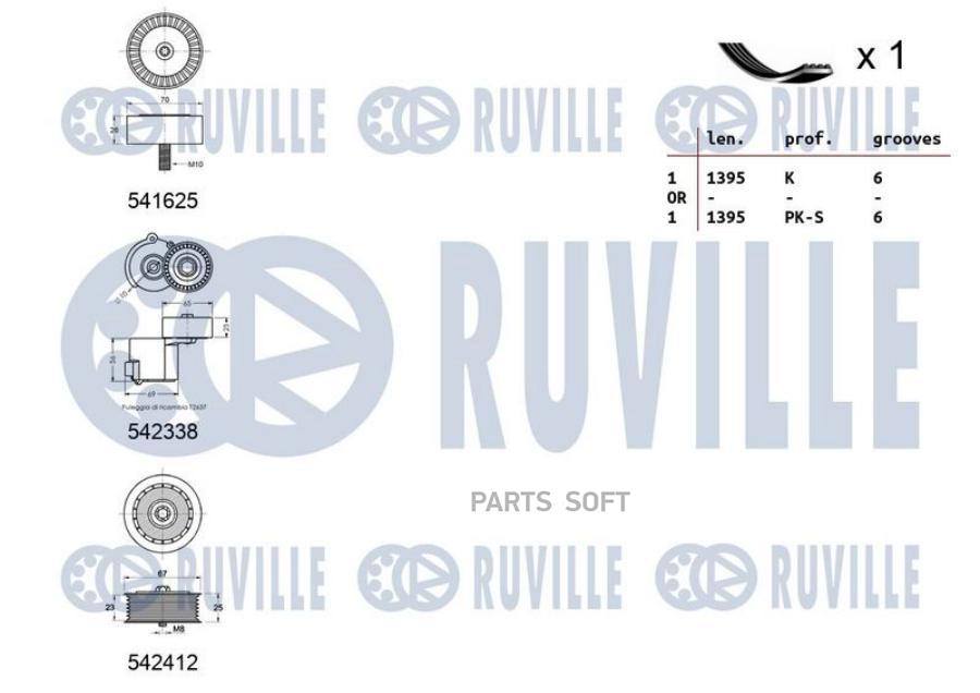 Комплект Поликлинового Ремня Alfa Romeo Mito Ruville арт 570134 16940₽