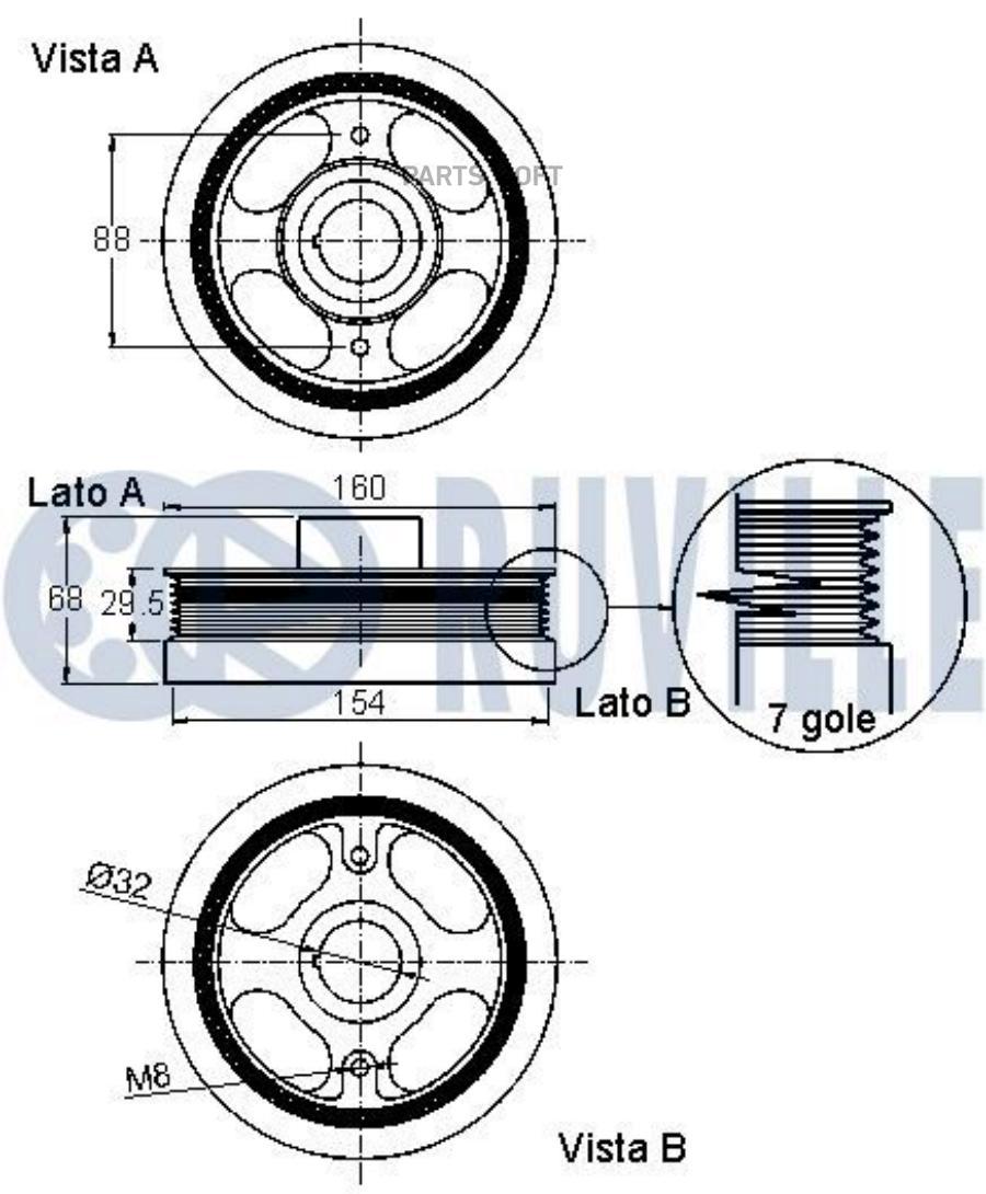 Шкив Коленвала Toyota: Land Cruiser Prado 09- Ruville арт. 520320