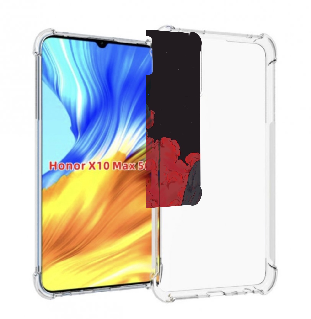 

Чехол MyPads скелет в красном дыму для Honor X10 Max, Прозрачный, Tocco