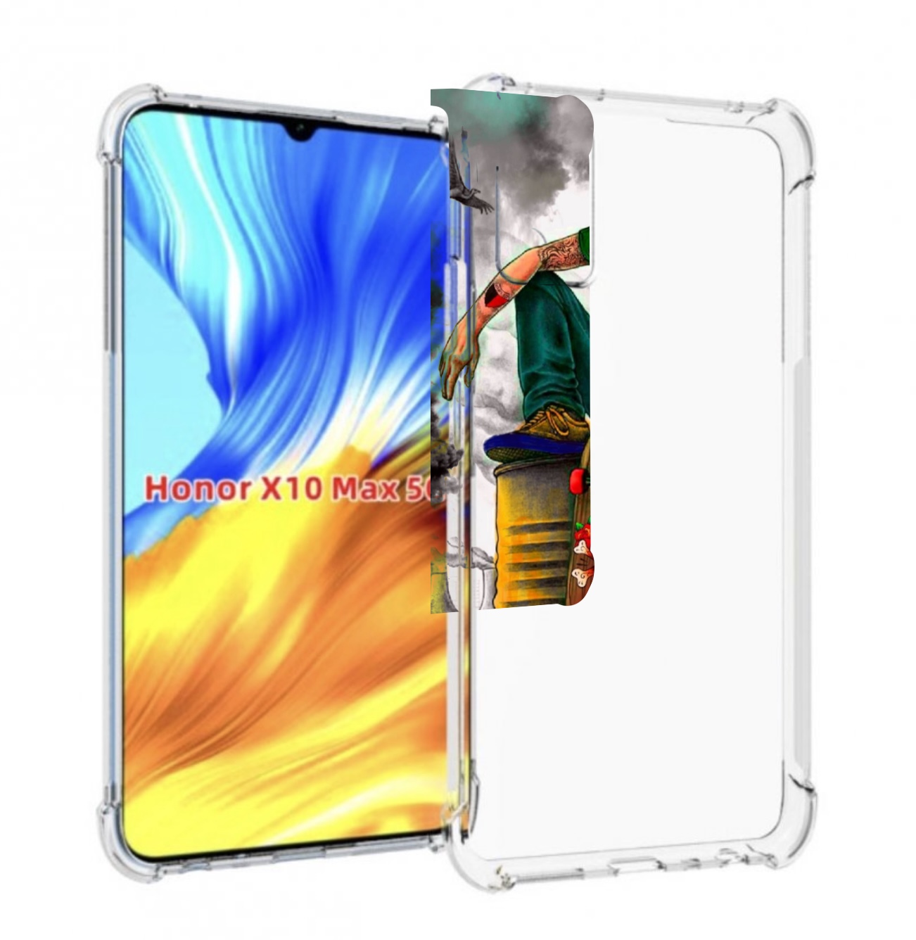 

Чехол MyPads скейтер в противогазе для Honor X10 Max, Прозрачный, Tocco