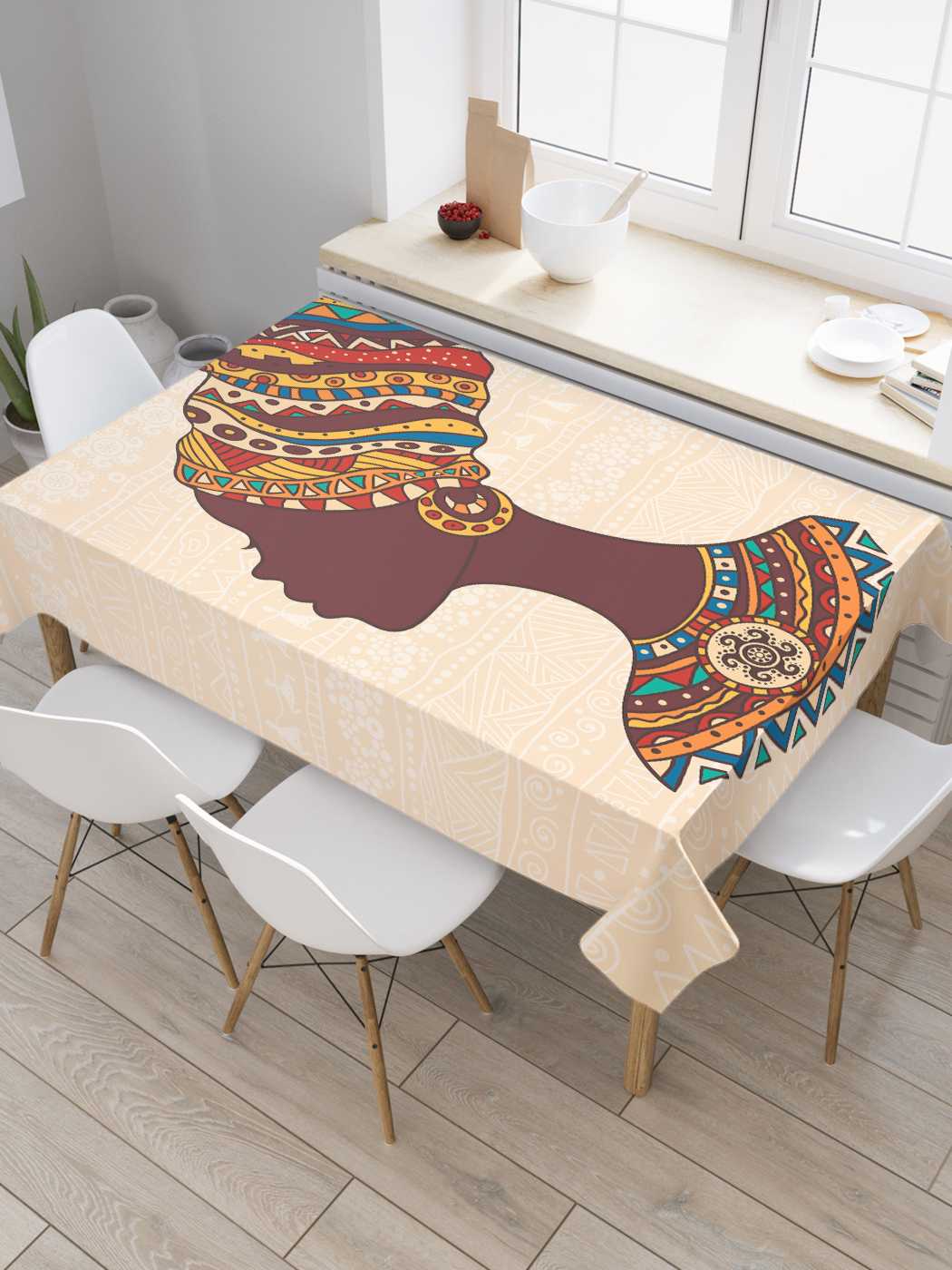 

Скатерть прямоугольная JoyArty "Африканская девушка" из сатена, 180x145 см, Бежевый, Африканская девушка