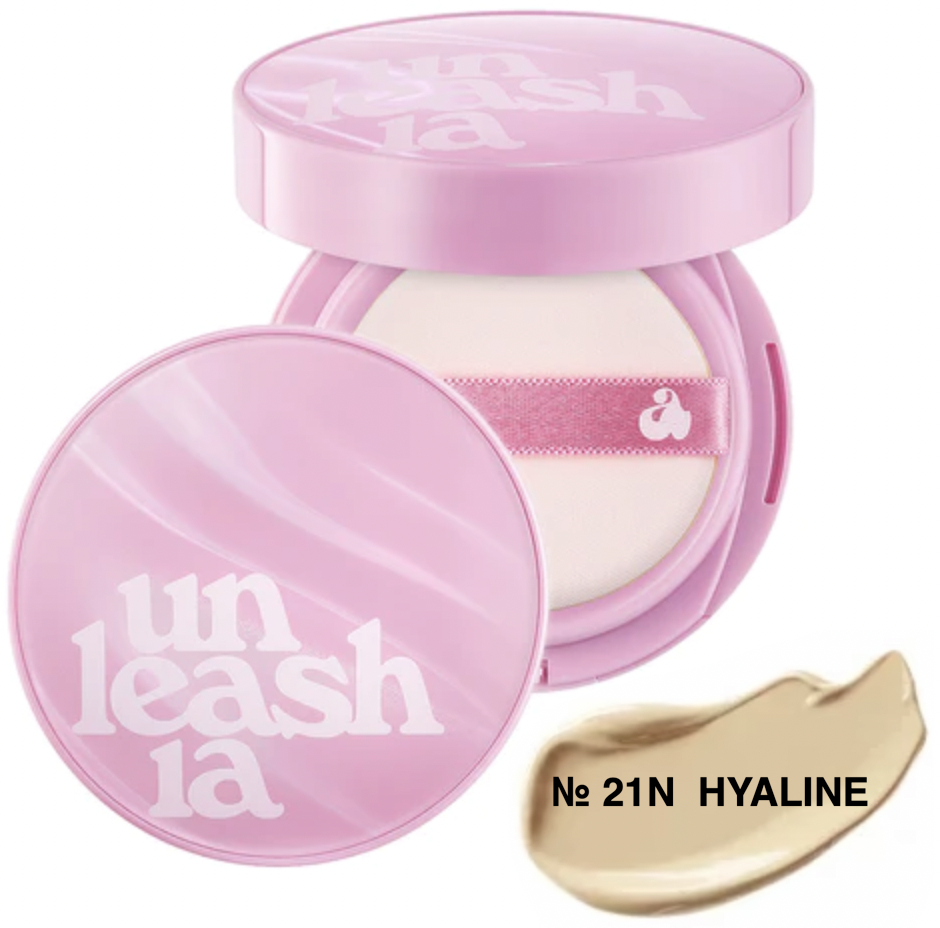 Кушон Unleashia Увлажняющий с сияющим финишем Don't Touch Glass Pink Cushion тон 21N 15г