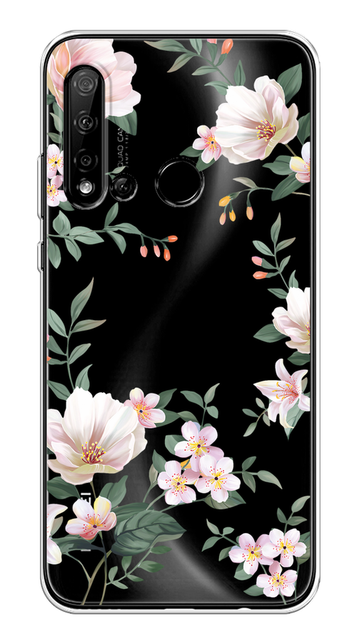 

Чехол на Huawei P20 Lite 2019/Nova 5i "Beautiful white flowers", Бежевый;зеленый, 69850-1