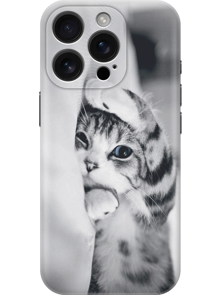 

Силиконовый чехол на Apple iPhone 16 Pro с принтом "Игривый котенок", Прозрачный;белый;серый, 785197711