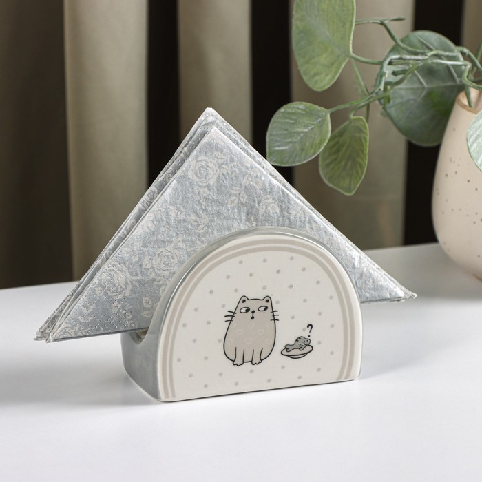 

Салфетница Доляна «Уютные коты», 9,5x4,5x7см, Белый;серый