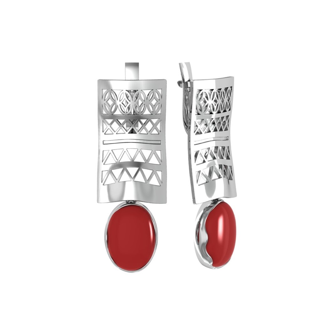 

Серьги из серебра с кораллом ПРИВОЛЖСКИЙ ЮВЕЛИР 393778-KR, 393778-KR