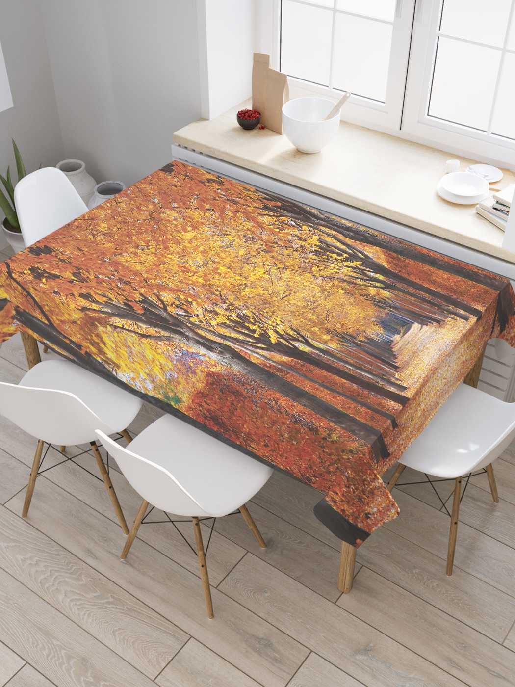 

Скатерть прямоугольная JoyArty "Огражденная аллея" из сатена, 180x145 см, Оранжевый, Огражденная аллея