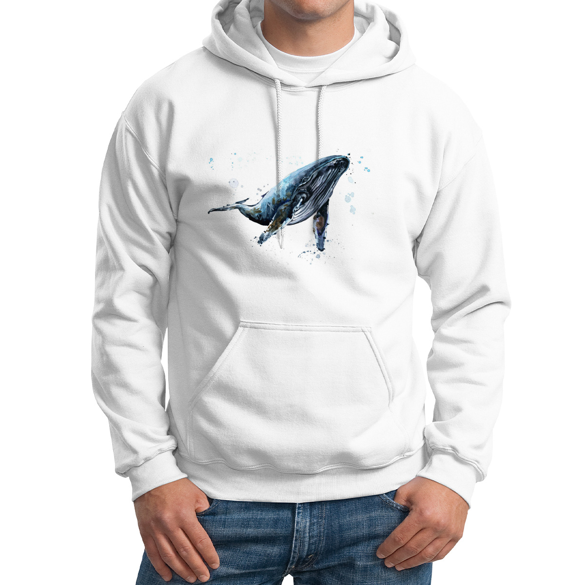 

Худи унисекс CoolPodarok Графика Кит белое 42 RU, Белый, M015404
