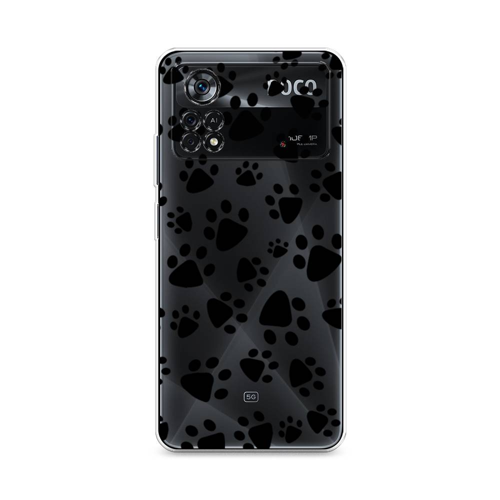 

Чехол Awog на Poco X4 Pro 5G "Лапки черные", Разноцветный, 313150-2