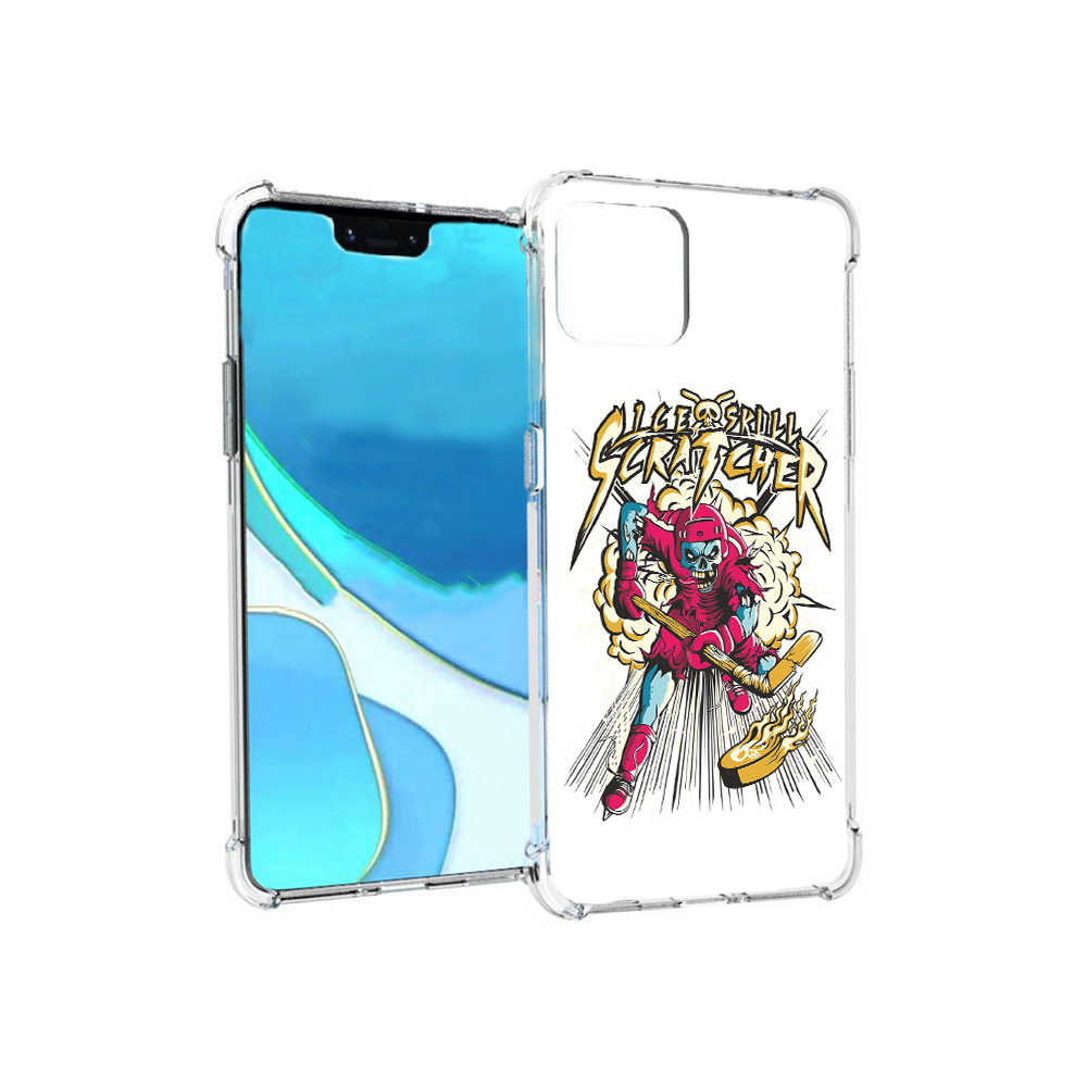 

Чехол MyPads Tocco для Google Pixel 4 XL нарисованный скелет хоккеист, Прозрачный, Tocco