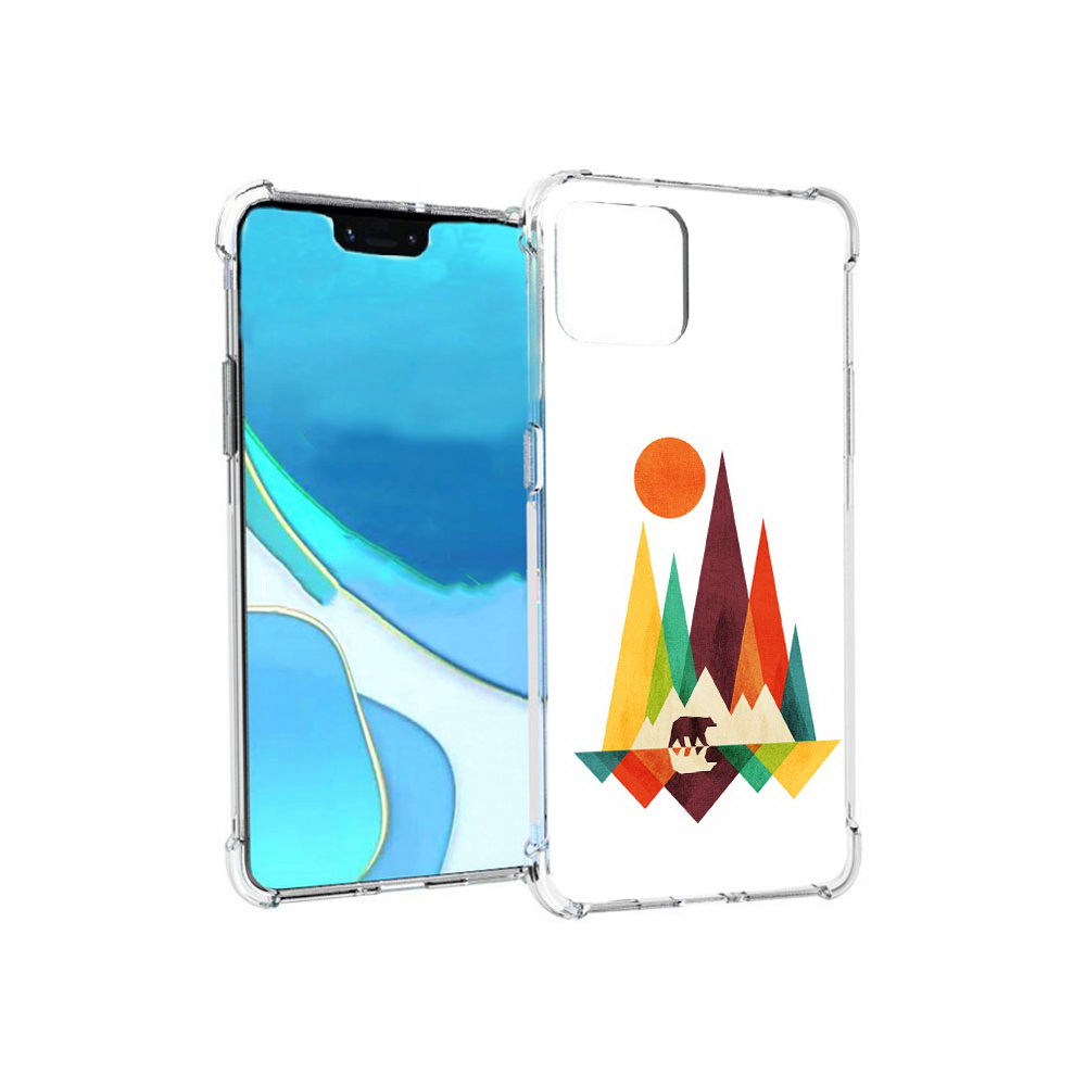 

Чехол MyPads Tocco для Google Pixel 4 XL нарисованные горы с медведем, Прозрачный, Tocco
