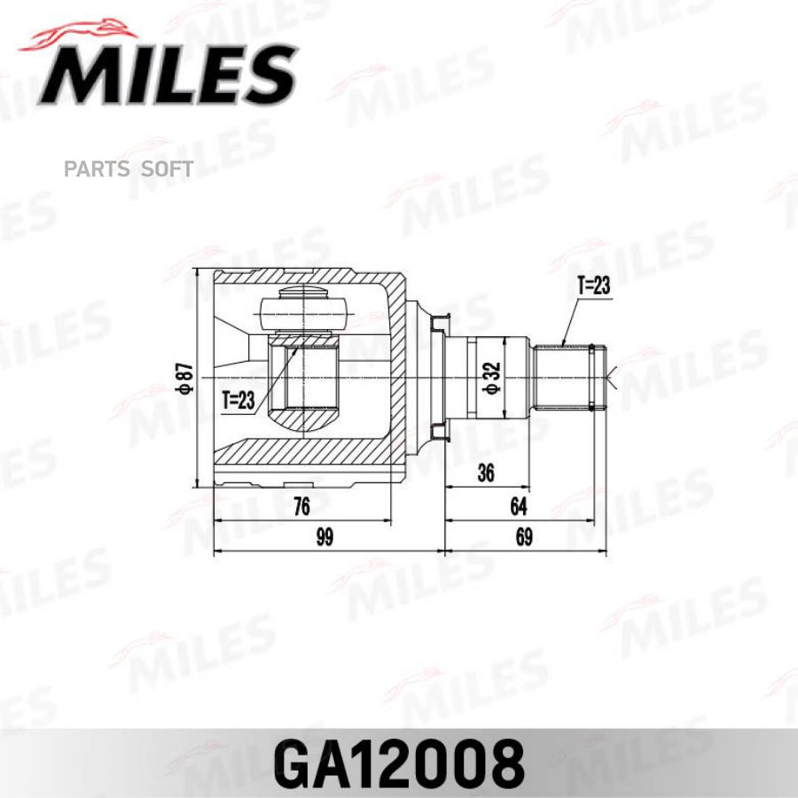 

MILES ШРУС MILES GA12008 TOYOTA CALDINA SPRINTER внутр 23x36x23 1шт