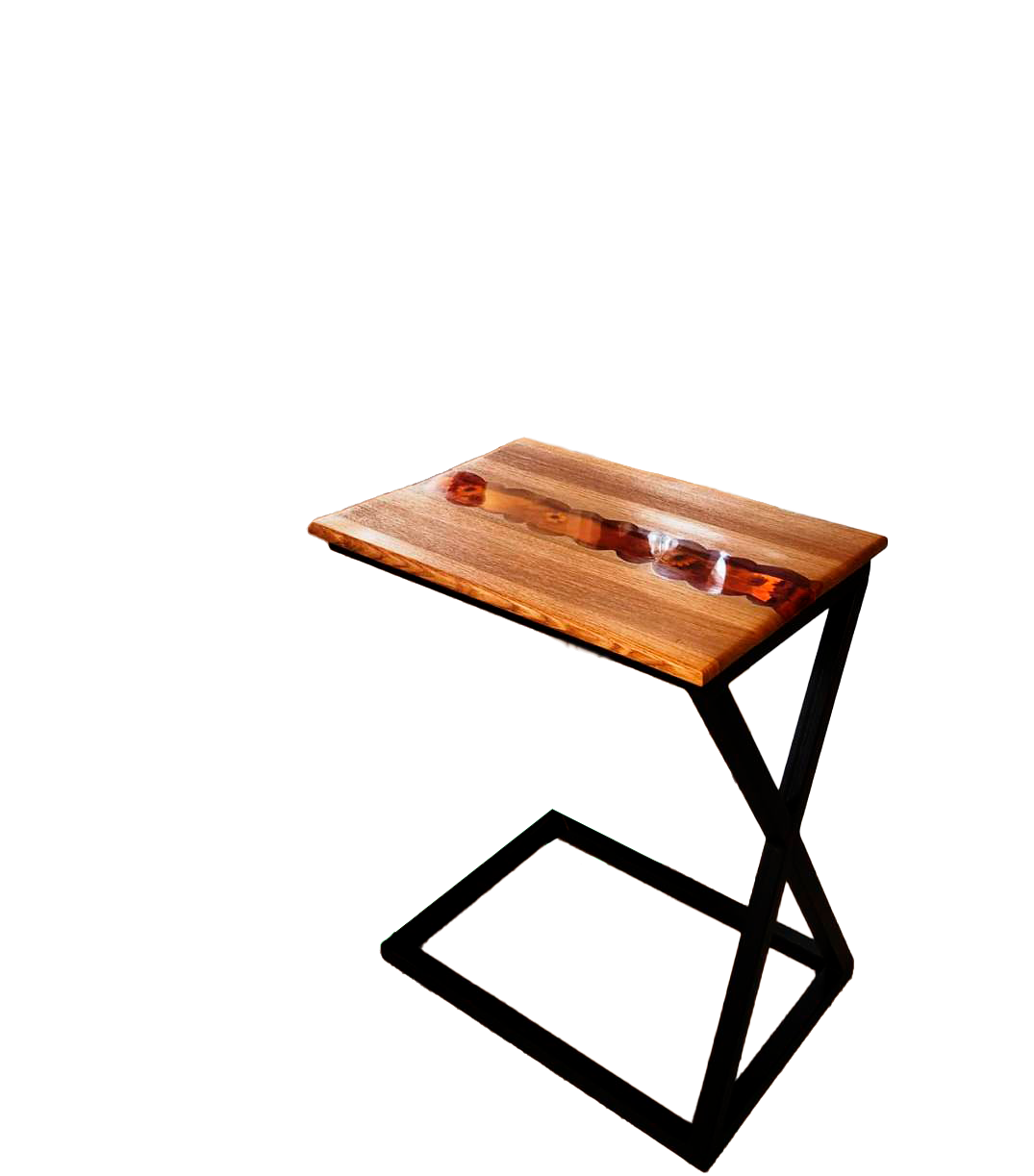Приставной столик Янтарь из массива дуба цвета натуральный дуб с янтарной ювелирной смолой