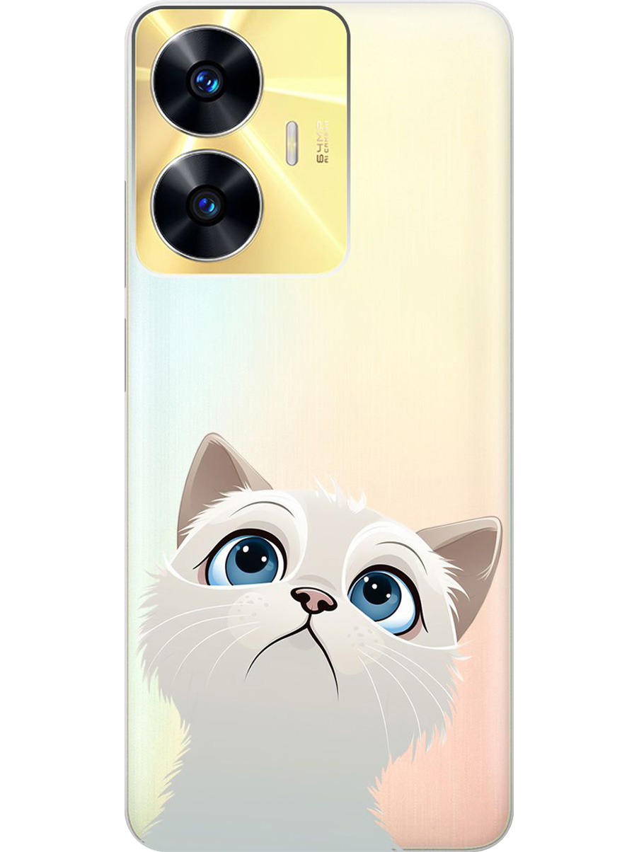 

Силиконовый чехол на Realme C55 с принтом "Белый котик" прозрачный, Прозрачный;белый, 768742711