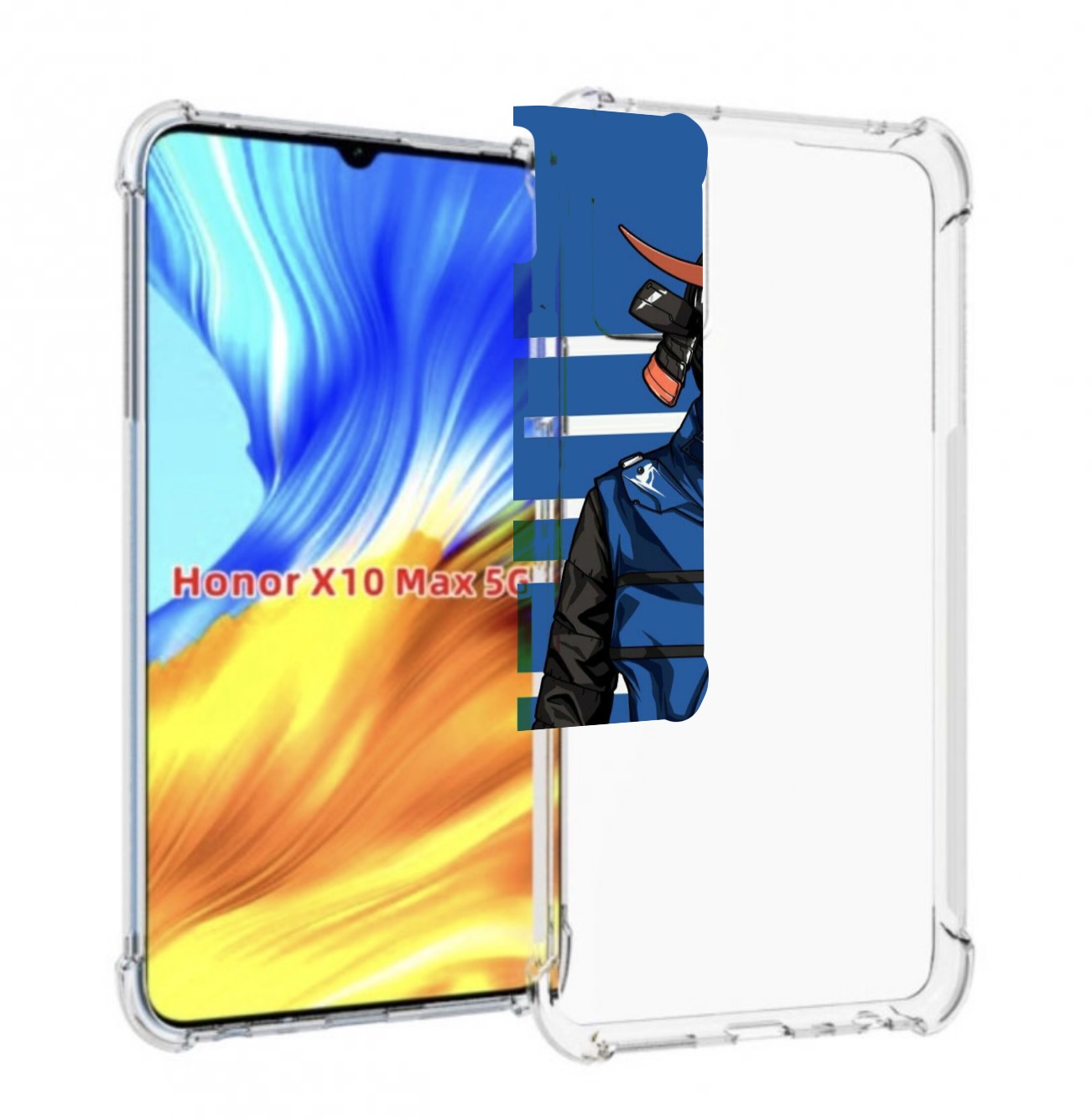 

Чехол MyPads самурай в синей форме для Honor X10 Max, Прозрачный, Tocco