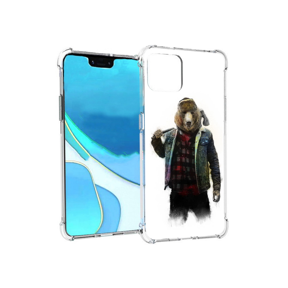 

Чехол MyPads Tocco для Google Pixel 4 XL медведь с топором, Прозрачный, Tocco