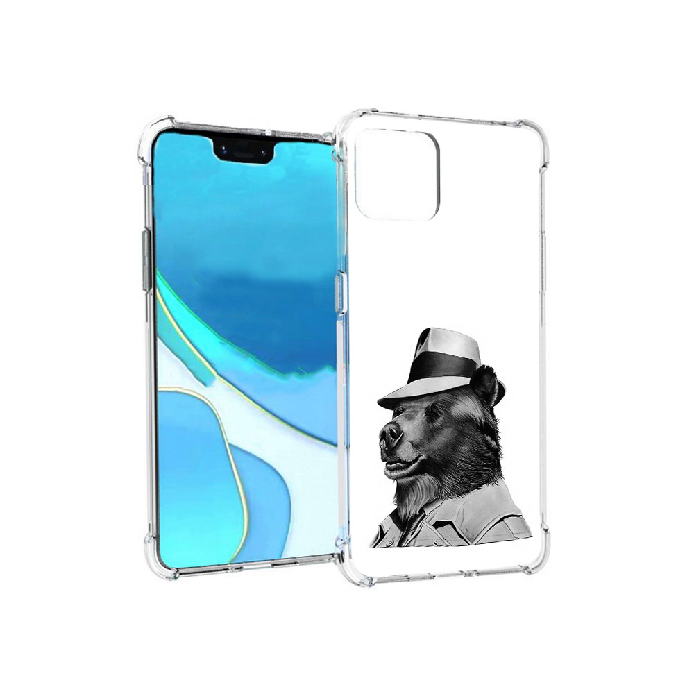 

Чехол MyPads Tocco для Google Pixel 4 XL медведь в шляпе, Прозрачный, Tocco