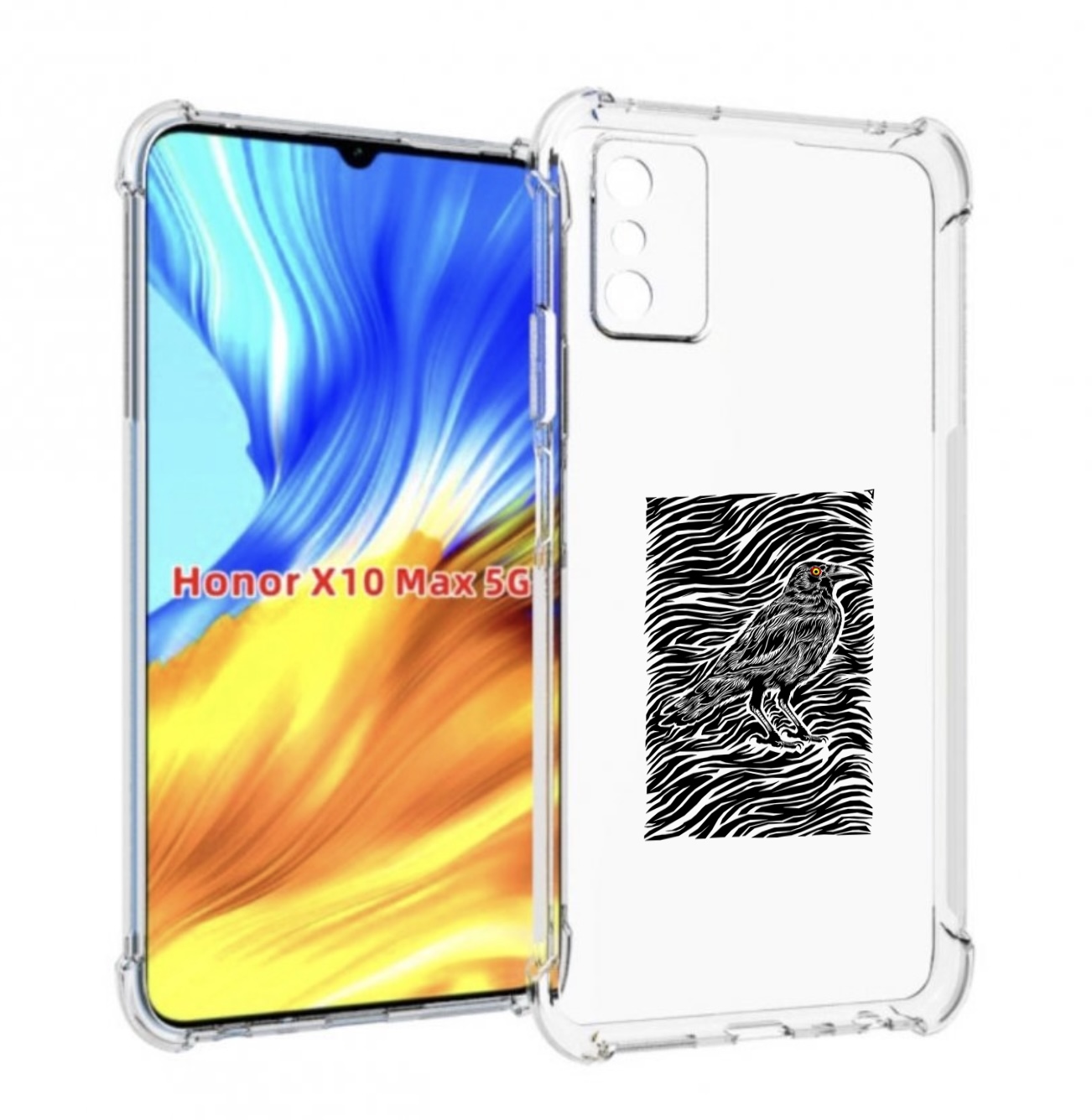 

Чехол MyPads ворон в абстракции для Honor X10 Max, Прозрачный, Tocco